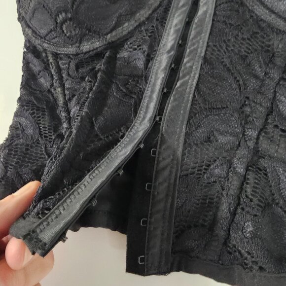 True Lace Corset Bra Crop Top Push Up Goth Vamp Grunge Punk Black Strapless XS - Picture 5 of 10
